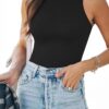 40 angle sleeveless black bodysuit
