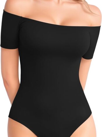 off shoulder short sleeve bodysuit