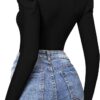 MANGOPOP Women's Square Neck Long Sleeve Bodysuit - Image 3