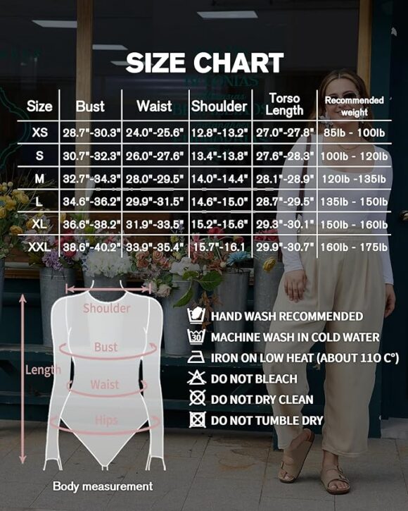 the size chart of the bodysuit